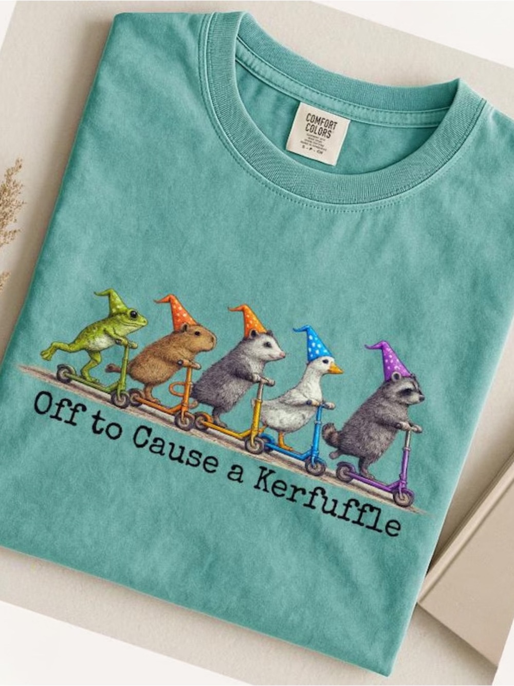 Comfort Colors Seafoam Short Sleeve Tee with Party Animal Scooter Graphic